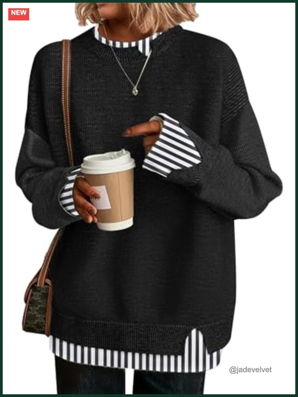 Oversized Knit Pullover Sweater 50% Viscose Blend Long Sleeve